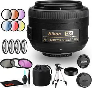 Nikon AF-S DX NIKKOR 35mm f/1.8G Lens Includes Filter Kits and Tripod (Intl Model) Bundle