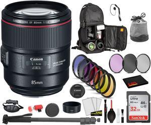 Canon EF 85mm f/1.4L IS USM Lens  (2271C002) with Bundle  Includes: 9PC Filter Kit, Sandisk 32GB SD + More