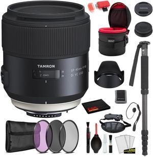 Tamron SP 45mm f/1.8 Di VC USD Lens for Nikon F  with Bundle Includes: Vivtar Padded Lens Case, 3PC Filter Kit + More