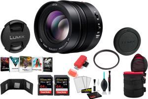 PANASONIC 42.5MM F1.2 ASPH LEICA DG LENS with 2x 64 Memory Cards and More (International Model)