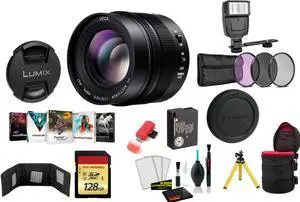 PANASONIC 42.5MM F1.2 ASPH LEICA DG LENS with 128GB Memory Card and More (International Model)