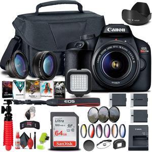 Canon EOS Rebel T100 / 4000D DSLR Camera with 18-55mm Lens + 64GB Card + More