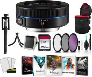 Samsung 16mm F/2.4 Wide Lens for Samsung NX Camera - Kit with 256GB Memory Card