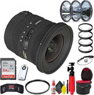 Sigma 10-20mm f/3.5 EX DC HSM Lens for Nikon F (Deluxe Bundle) With Accessories