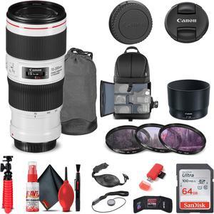Canon EF 70-200mm f/4L IS II USM Lens (2309C002) + Filter Kit + BackPack + More