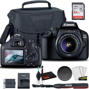 Canon EOS 4000D DSLR Camera with 18-55mm Lens  +  EOS Bag +  Sandisk Ultra 64GB Card + Cleaning Set And More (International Model)