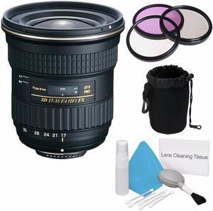 Tokina 17-35mm f/4 Pro FX Lens for Canon Cameras (International Model) +Deluxe Cleaning Kit + 82mm 3 Piece Filter Kit +