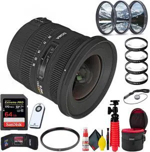 Sigma 10-20mm f/3.5 EX DC HSM Lens for Nikon F (Extreme Bundle) W/Accessories