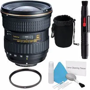 Tokina 12-28mm f/4.0 AT-X Pro APS-C Lens for Canon (International Model) +Deluxe Cleaning Kit + Lens Cleaning Pen + 77mm UV Filter + Deluxe Lens Pouch Bundle 7