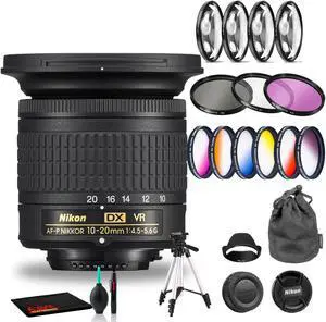 Nikon AF-P DX NIKKOR 10-20mm f/4.5-5.6G VR Lens Includes Filter Kits and Tripod (Intl Model)