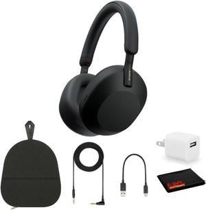 Sony WH-1000XM5 Noise-Canceling Wireless Over-Ear Headphones (Black), 30 Hours Playback Time, Hands-Free Calling, Alexa Voice Control - Kit with Charging Cube