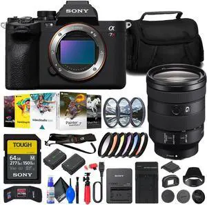 Sony a7R V Mirrorless Camera + Sony FE 24-105mm Lens + 64GB Card + Filter Kit + Bag + More