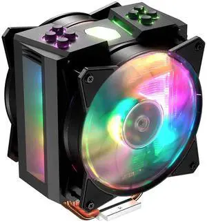 Cooler Master MasterAir MA410M Addressable RGB CPU Air Cooler w/ Independently LEDs, 4 Continuous Direct Contact 2.0 Heatpipes, Aluminum Fins, Push-Pull, Dual MF120R 120mm Fans, AMD Ryzen/Intel1151