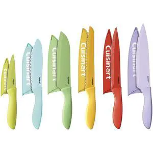 Cuisinart C55-12PCGW 12-Piece Ceramic Coated Color Knife Set with Blade Guards, Multi