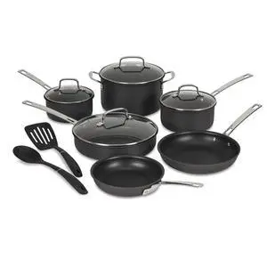 Cuisinart Advantage® Pro Dishwasher Safe Hard Anodized Cookware 12-Piece Set, DS92-12, Black