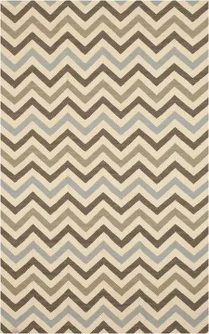 EORC DM79MU8X10 Handmade Wool Flatweave ReversibleChevron Rug, 8' x 10', Multicolored