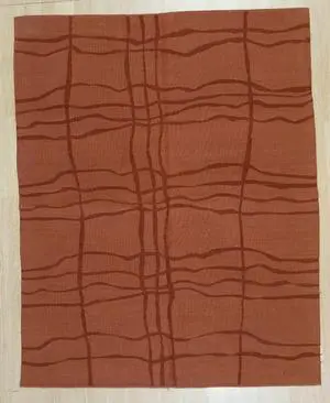 Handwoven Wool Rust Contemporary Modern Modern Flat Weave Rug, Made in India