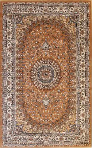 Rust Traditional Oriental Tabriz Rug, Made in India