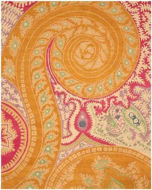 EORC IE8780B5X8 Hand-tufted Wool Paisley Rug, 5' x 8', Orange