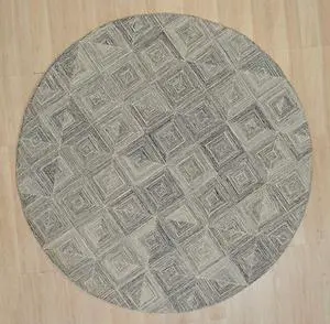 Hand-Tufted Wool Multi-Colored Gray Transitional Geometric Modern Tufted Rug, Made in India
