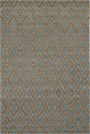 Handmade Wool & Viscose Gray Transitional Trellis Raga Rug, Made in India