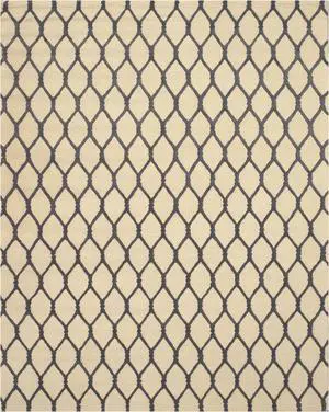 Hand-Tufted Wool Beige Transitional Geometric Chain-Link Rug, Made in India