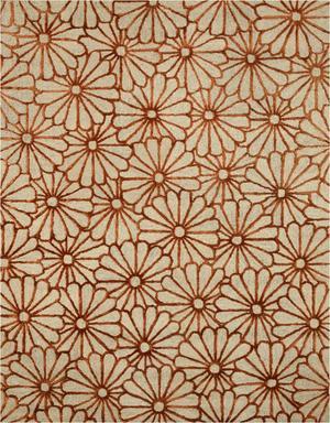 Hand-Tufted Wool & Viscose Ivory Transitional Trellis Sunflower Rug, Made in India