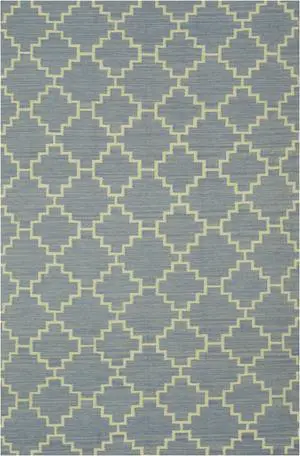 EORC DM85BL5X8 Handmade Wool Flatweave ReversibleMoroccan Rug, 5' x 8', Blue
