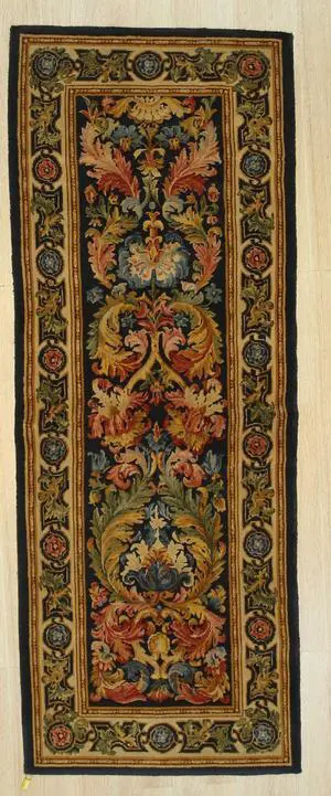 Hand Knotted Wool Brown Traditional All Over  Savonnerie Rug  Rug, Made in India