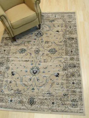 Beige Distressed Bohemian Isabella Rug, Made in India