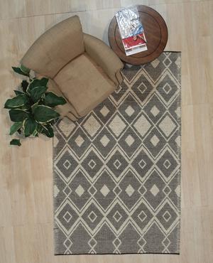 Handwoven Wool Black Contemporary Geometric  Durrie Kilim Rug, Made in India