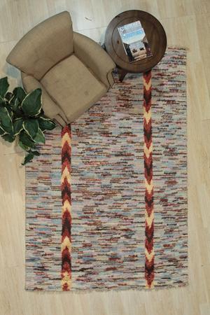 Hand Knotted WOOL/B.SILK Multi-Colored Transitional Transitional Modern Sik Knotted Rug, Made in India