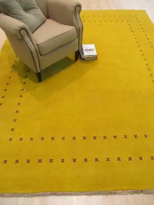EORC LL4YL8X10 Handmade Wool Lori Baft Rug, 8' x 10', Yellow