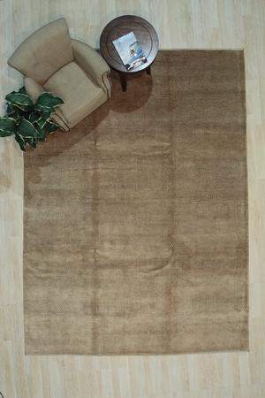 Handmade Wool Gold Transitional Geometric Ningxia  Rug, Made in India