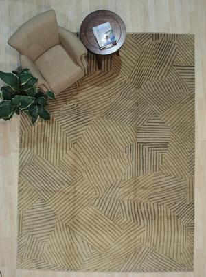 EORC FAF210BGD9X12 Handmade Wool Ningxia  Rug, 9 x 11'9, Gold