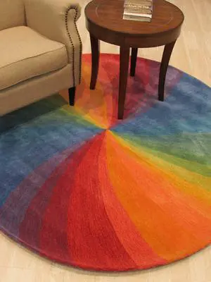 EORC T162MU4X4R Hand-tufted Wool Swirl Rug, 4' Round, Lollipop