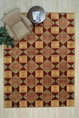 EORC FA7061RD9X12 Handmade Afghan Wool Turkish Knot Rug, 9' x 12', Red