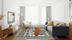 Durable and Stylish Hand-Knotted Wool Ivory / Gray Transitional Modern Kazak Collection Rectangular Area Rugs