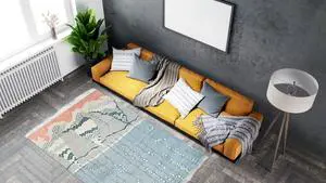 Hand Knotted Wool Multi-Colored Modern Contemporary Berber Moroccan Rug, Made in India