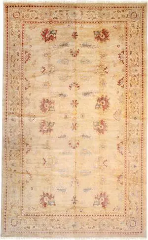 Hand Knotted Wool Beige Classic Oriental Sultanabad Rug, Made in India