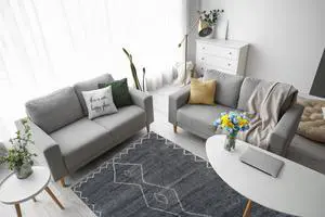 Hand Knotted Wool Charcoal Moroccan Contemporary Berber Moroccan Rug, Made in India