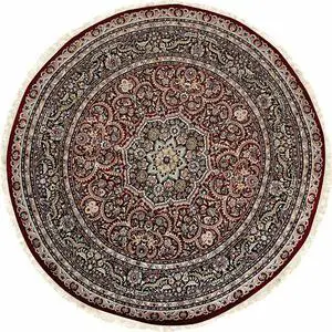 Hand Knotted Wool Red Traditional Medallion Finely Woven Indo Tabriz Rug, Made in India
