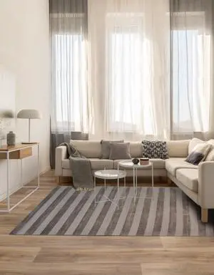 Hand-Knotted Wool Brown Modern Contemporary Loop and Pile Brown Hand-Knotted  Rug, Made in India