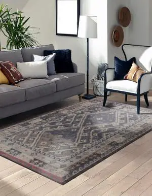 Brown Contemporary Floral Modern Knot Area Rug, Made in India