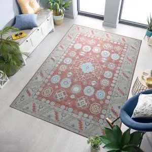 Rust Classic Traditional Timeless  Area Rug, Made in India