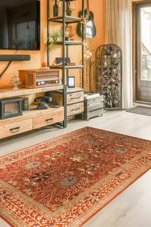 Hand-Tufted Wool Rust Traditional Oriental Morris Rug, Made in India