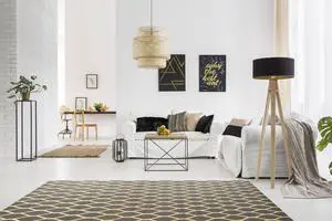 Hand-Tufted Wool Gray Transitional Geometric Chain-Link Rug, Made in India