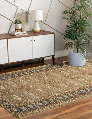 Hand Crafted Wool Beige Traditional Oriental Oushak Rug, Made in India
