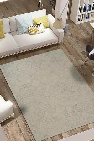 Hand-Tufted Wool Multi-Colored Transitional Geometric Modern Tufted Rug, Made in India