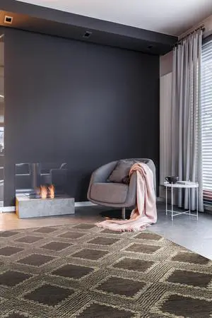 Hand-Tufted Wool Charcoal Contemporary Transitional Spring Rug, Made in India